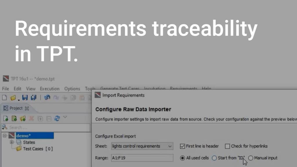 tutorial traceability of requirements in TPT
