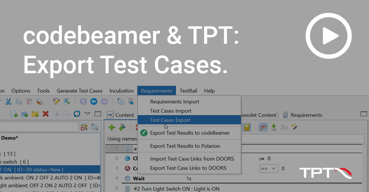 codebeamer & TPT: export Test Cases into codebeamer