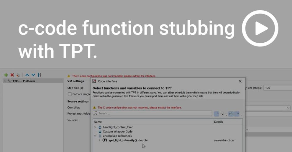 c-code function stubbing in TPT